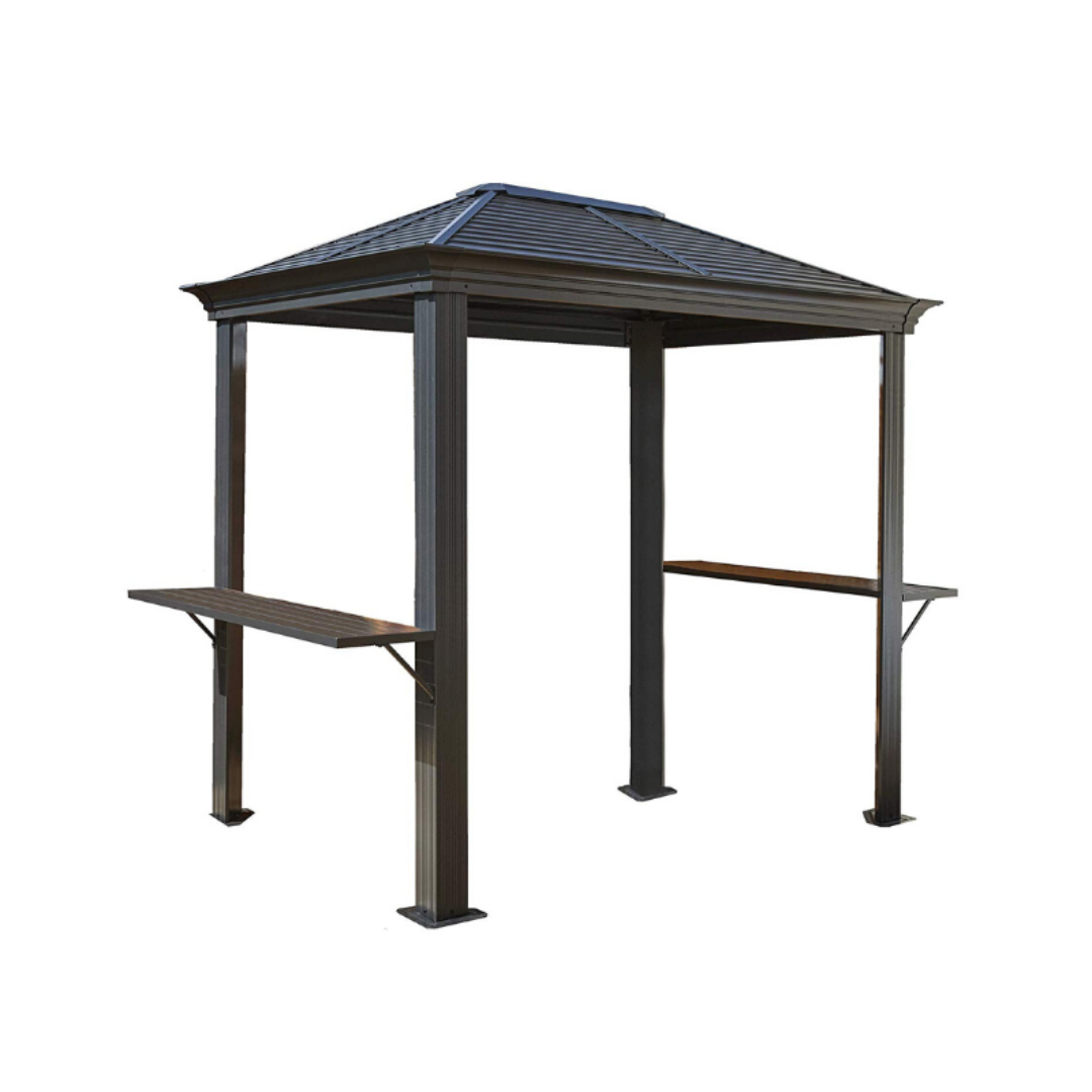 Sojag Mykonos Hardtop Grill Gazebo with Shelving Outdoor Sun Shelter - 5' x 8'